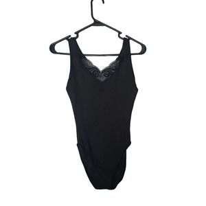 VTG NOS Honors Intimates Black One Piece Sleeveless Bodysuit Womans‎ Size Small